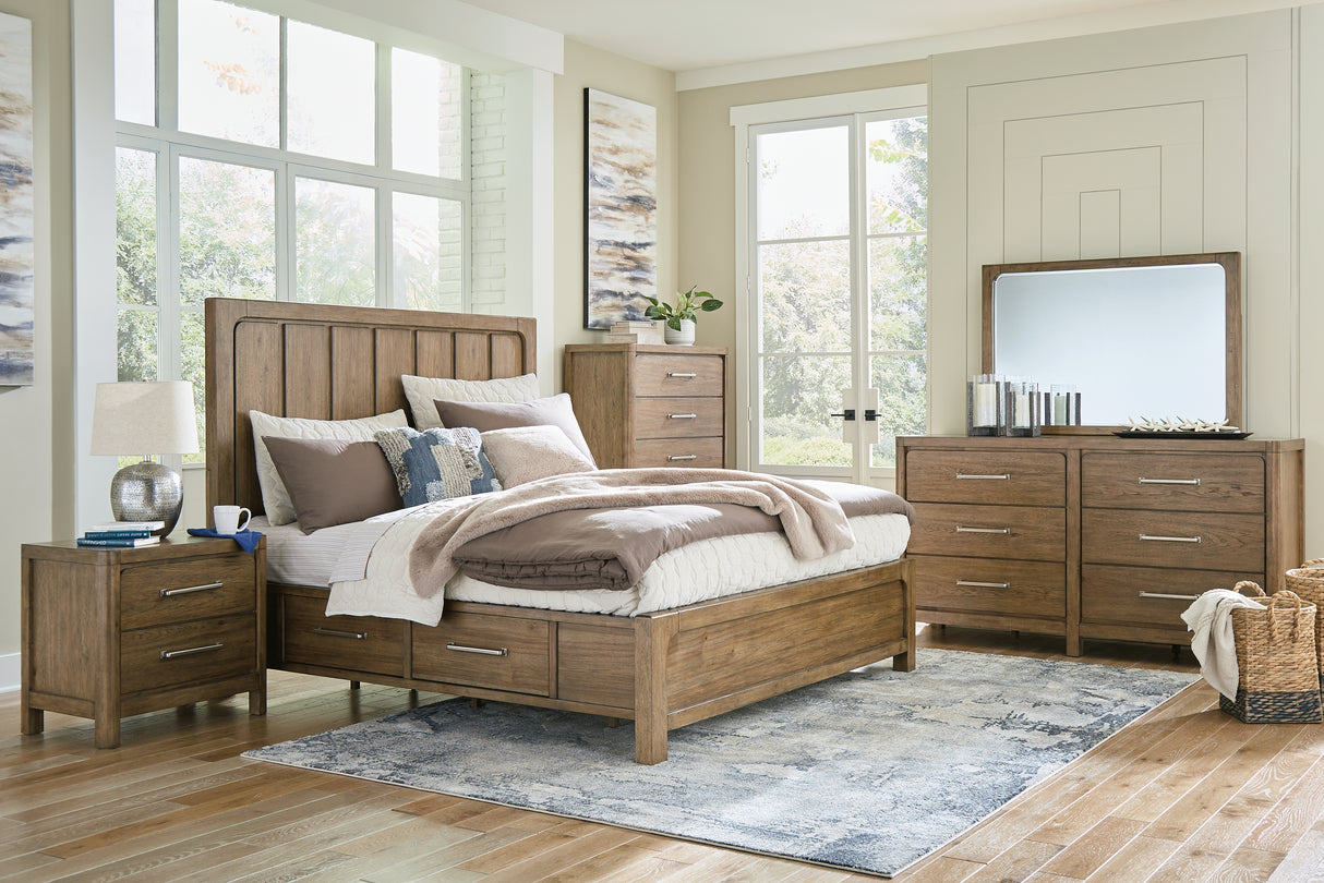 Cabalynn California King Panel Bed with Dresser, Chest and Nightstand in Light Brown - PKG019238