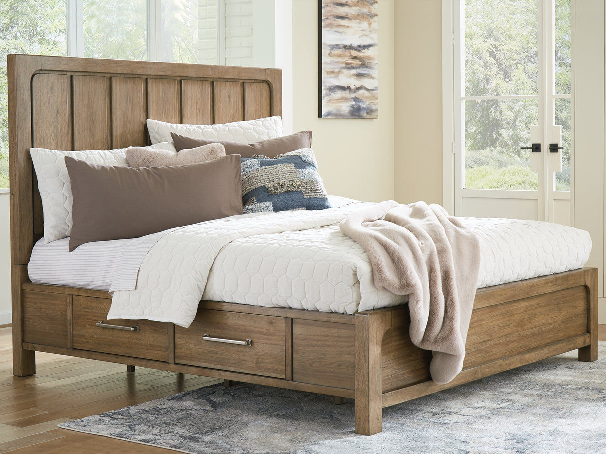 Cabalynn California King Panel Bed with Dresser, Chest and Nightstand in Light Brown - PKG019238