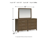 Cabalynn California King Panel Bed with Storage with Mirrored Dresser in Light Brown - PKG015746