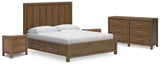 Cabalynn California King Panel Storage Bed with Dresser and 2 Nightstands in Light Brown - PKG021276