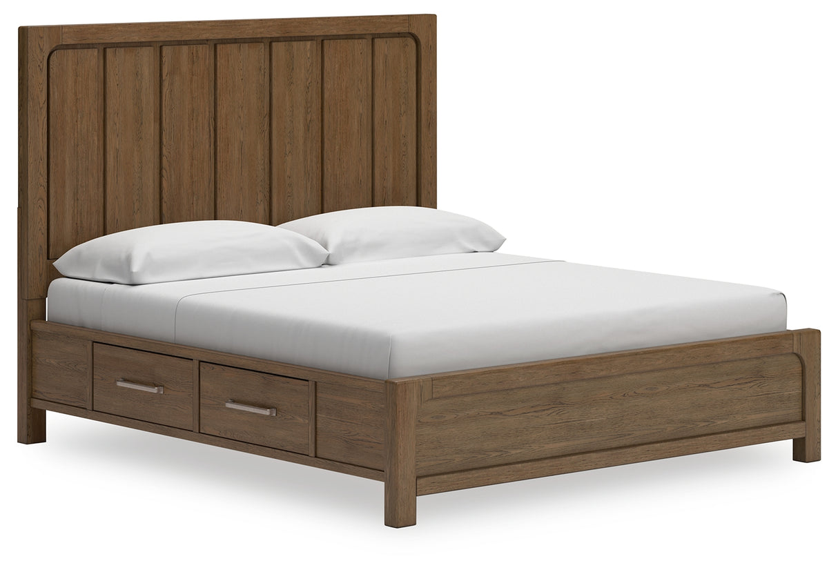 Cabalynn California King Panel Storage Bed with Dresser and 2 Nightstands in Light Brown - PKG021276