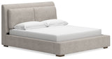 Cabalynn California King Upholstered Bed with Chest and 2 Nightstands in Light Brown - PKG021279