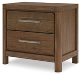 Cabalynn California King Upholstered Bed with Chest and Nightstand in Light Brown from Ashley - Luna Furniture