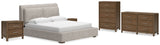 Cabalynn California King Upholstered Bed with Dresser, Chest and 2 Nightstands in Light Brown - PKG019241