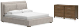 Cabalynn California King Upholstered Bed with Dresser in Light Brown - PKG019239