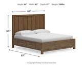 Cabalynn King Panel Bed with Storage with Mirrored Dresser and 2 Nightstands in Light Brown - PKG015741