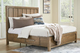 Cabalynn King Panel Bed with Storage with Mirrored Dresser and 2 Nightstands in Light Brown - PKG015741