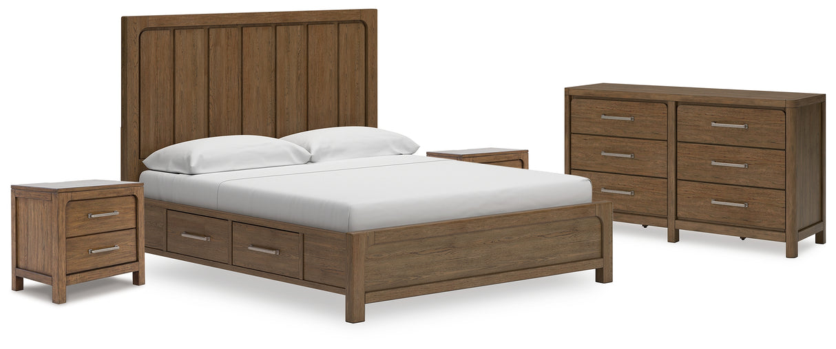 Cabalynn King Panel Storage Bed with Dresser and 2 Nightstands in Light Brown - PKG021275