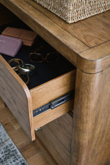 Cabalynn King Upholstered Bed with Mirrored Dresser and 2 Nightstands in Light Brown from Ashley - Luna Furniture