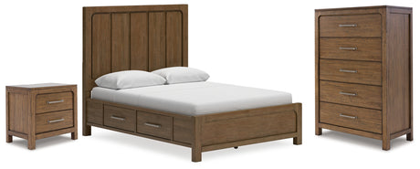 Cabalynn Queen Panel Bed with Chest and Nightstand in Light Brown from Ashley - Luna Furniture