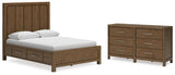 Cabalynn Queen Panel Bed with Dresser in Light Brown - PKG019228