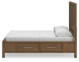 Cabalynn Queen Panel Bed with Storage with Mirrored Dresser and 2 Nightstands in Light Brown - PKG015723