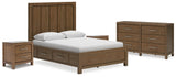 Cabalynn Queen Panel Storage Bed with Dresser and 2 Nightstands in Light Brown - PKG021274