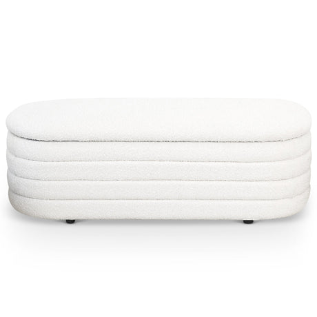 Cabana White Boucle Bench w/Storage - BWS00500101