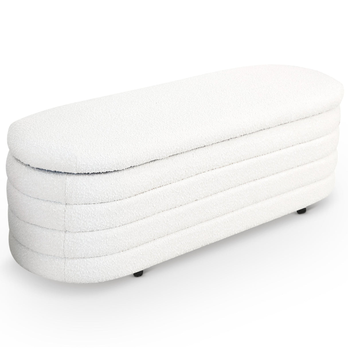 Cabana White Boucle Bench w/Storage - BWS00500101