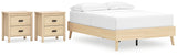 Cabinella Full Platform Bed with 2 Nightstands in Tan from Ashley - Luna Furniture