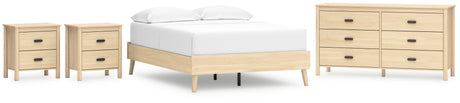 Cabinella Full Platform Bed with Dresser and 2 Nightstands in Tan from Ashley - Luna Furniture