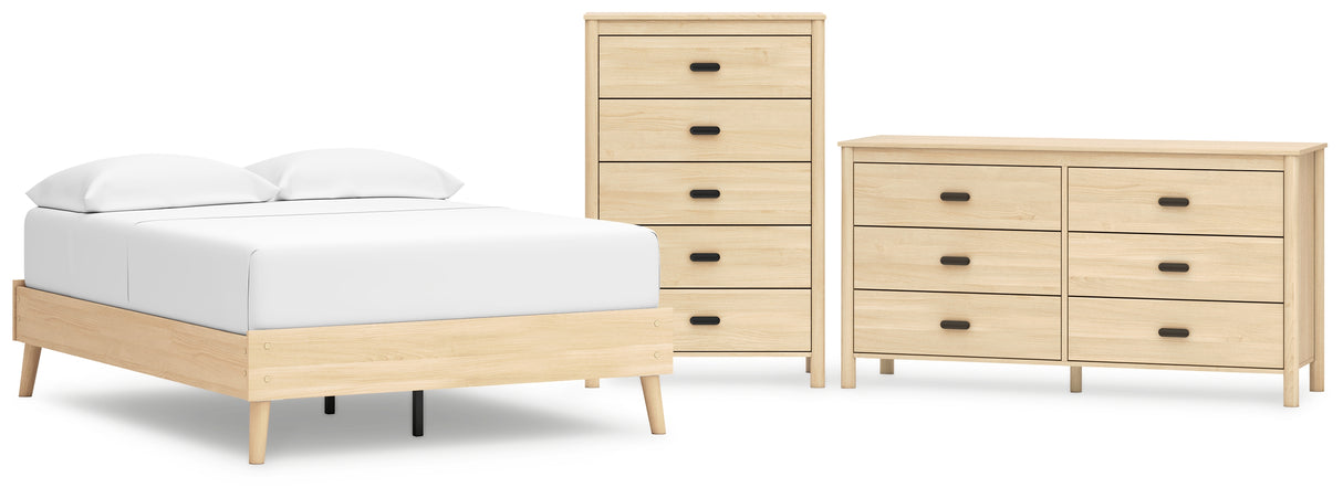 Cabinella Full Platform Bed with Dresser and Chest in Tan from Ashley - Luna Furniture