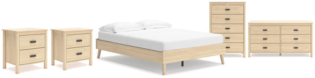 Cabinella Full Platform Bed with Dresser, Chest and 2 Nightstands in Tan from Ashley - Luna Furniture