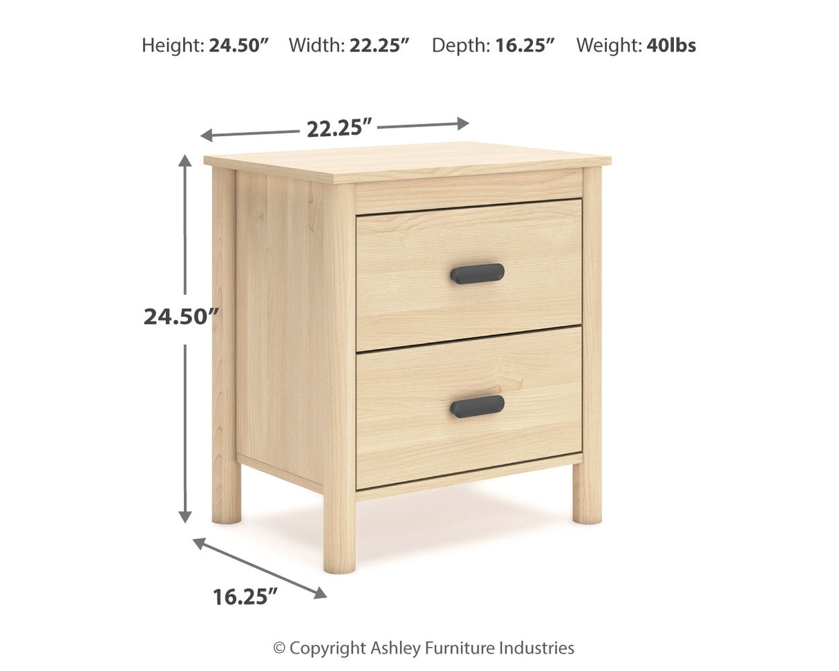 Cabinella Full Platform Panel Bed with 2 Nightstands in Tan - PKG017228