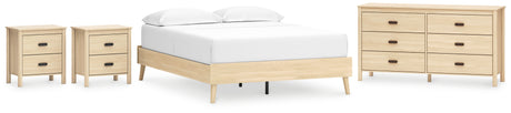 Cabinella Queen Platform Bed with Dresser and 2 Nightstands in Tan from Ashley - Luna Furniture