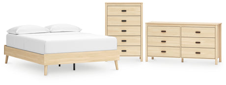 Cabinella Queen Platform Bed with Dresser and Chest in Tan from Ashley - Luna Furniture