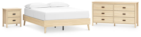 Cabinella Queen Platform Bed with Dresser and Nightstand in Tan from Ashley - Luna Furniture