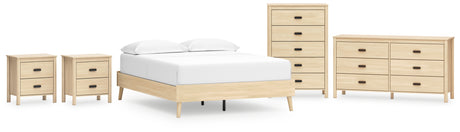 Cabinella Queen Platform Bed with Dresser, Chest and 2 Nightstands in Tan from Ashley - Luna Furniture