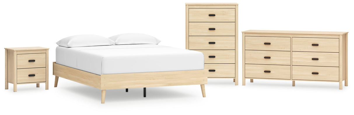 Cabinella Queen Platform Bed with Dresser, Chest and Nightstand in Tan from Ashley - Luna Furniture