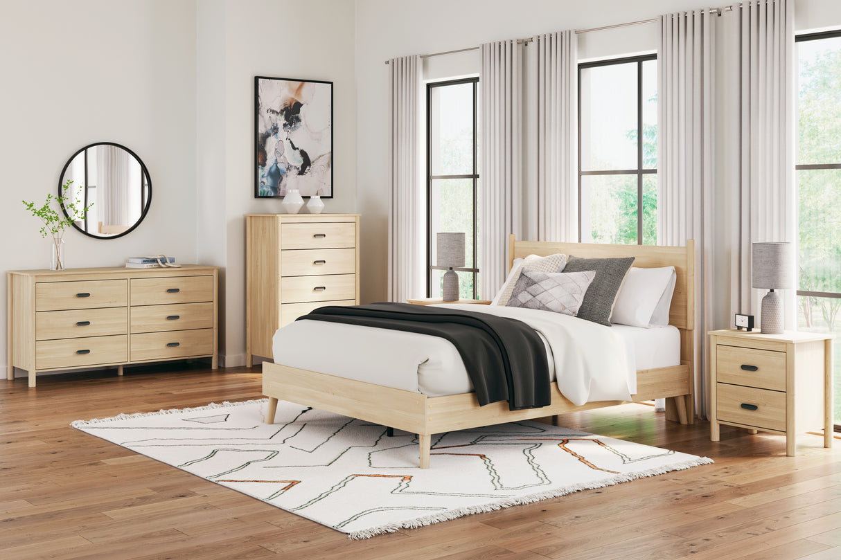 Cabinella Queen Platform Bed with Dresser, Chest and Nightstand in Tan from Ashley - Luna Furniture