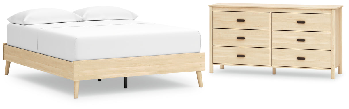 Cabinella Queen Platform Bed with Dresser in Tan from Ashley - Luna Furniture