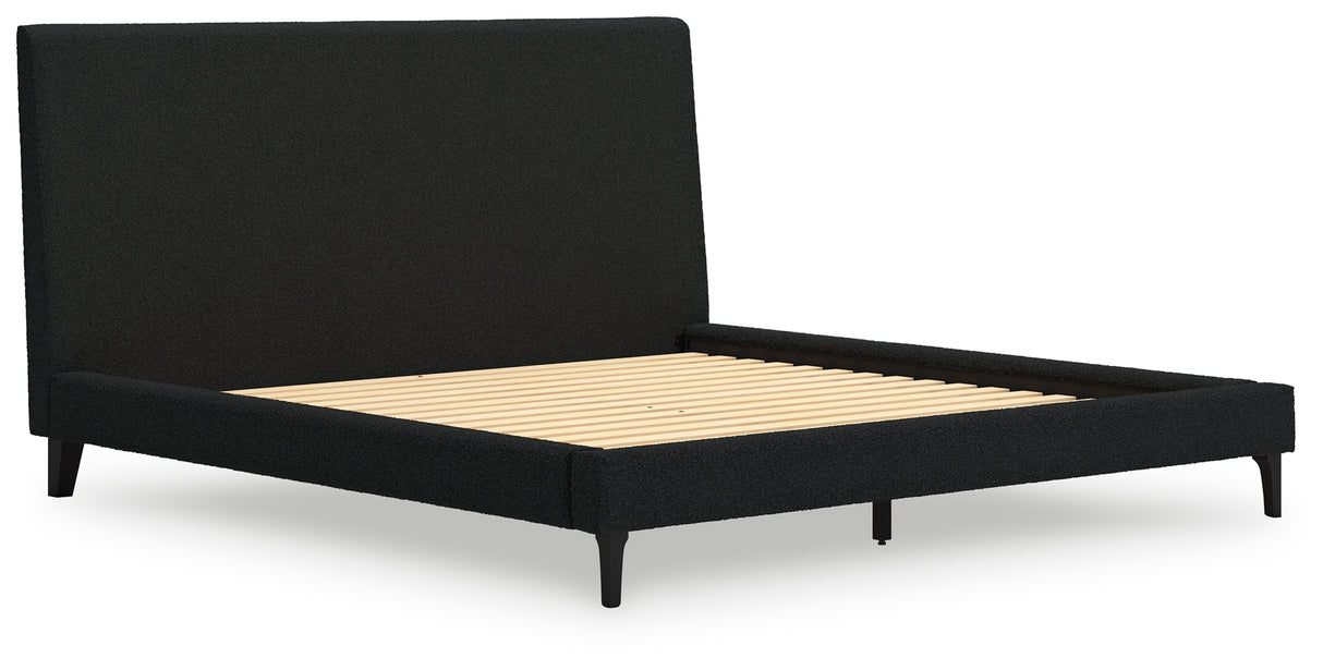 Cadmori Black King Upholstered Bed with Roll Slats - B2616-82