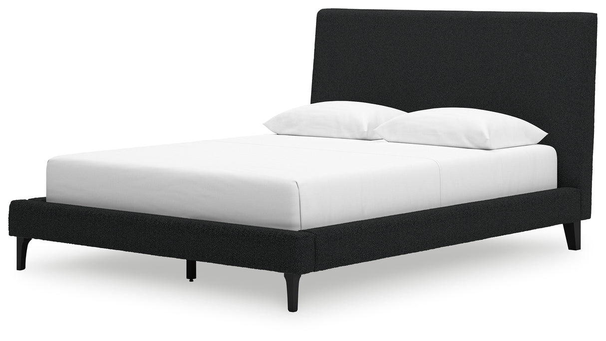 Cadmori Black Queen Upholstered Bed with Roll Slats - B2616-81