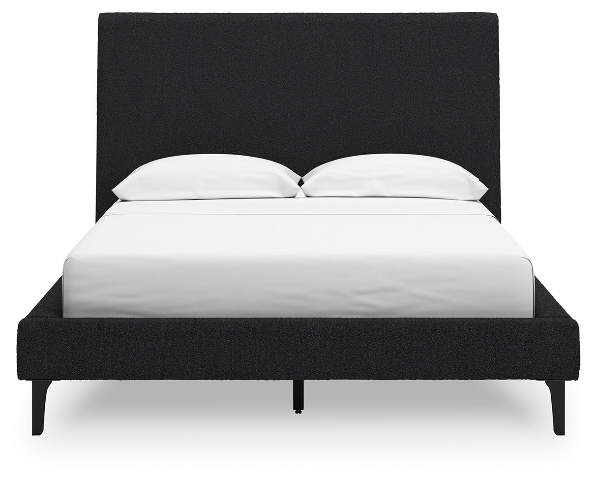 Cadmori Full Upholstered Bed with 2 Nightstands in Black from Ashley - Luna Furniture