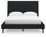 Cadmori Full Upholstered Bed with 2 Nightstands in Black from Ashley - Luna Furniture