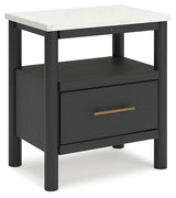 Cadmori Full Upholstered Bed with 2 Nightstands in Black from Ashley - Luna Furniture