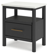 Cadmori Full Upholstered Bed with 2 Nightstands in Black from Ashley - Luna Furniture