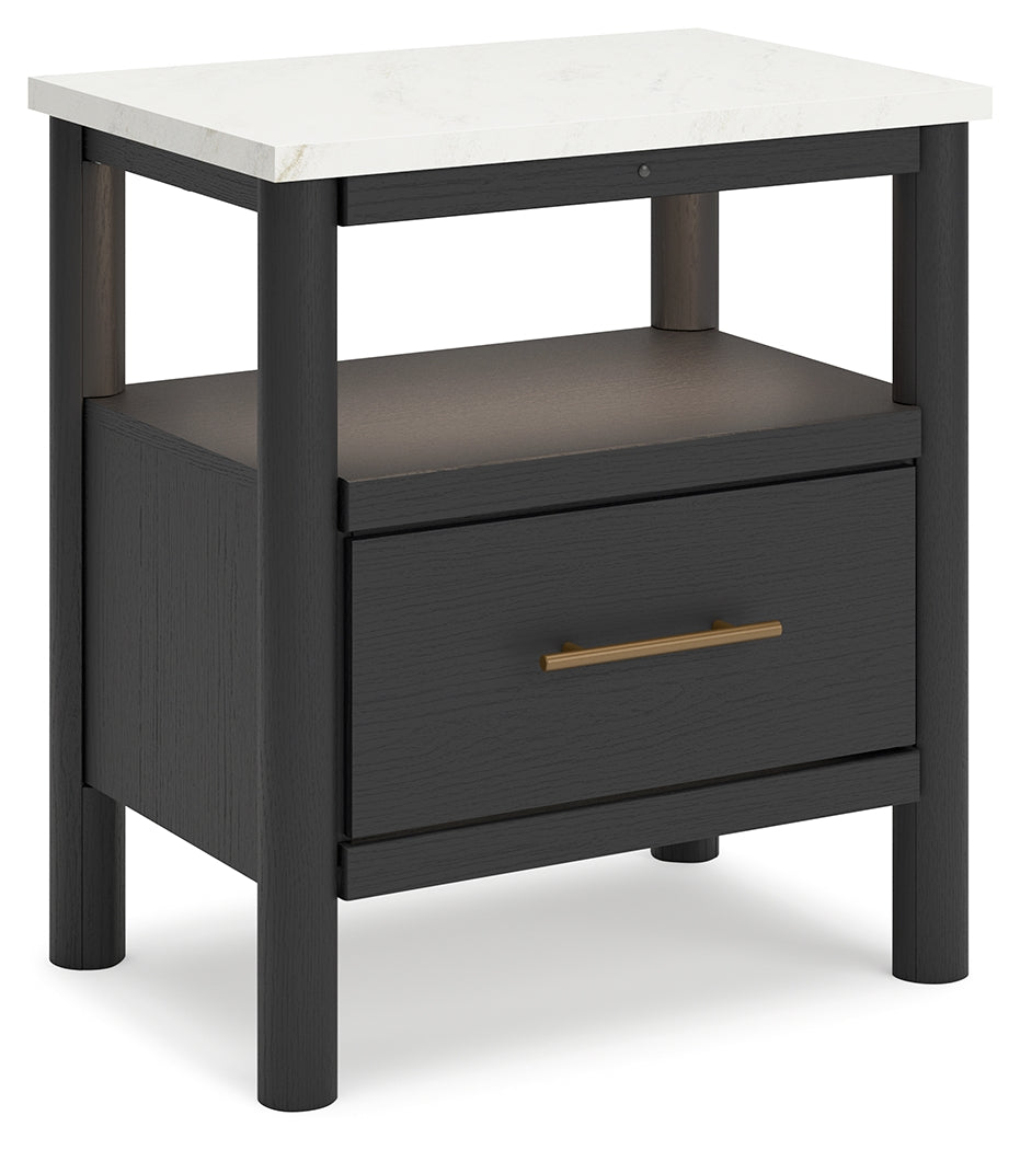 Cadmori Full Upholstered Bed with 2 Nightstands in Black from Ashley - Luna Furniture