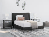 Cadmori Full Upholstered Bed with 2 Nightstands in Black from Ashley - Luna Furniture