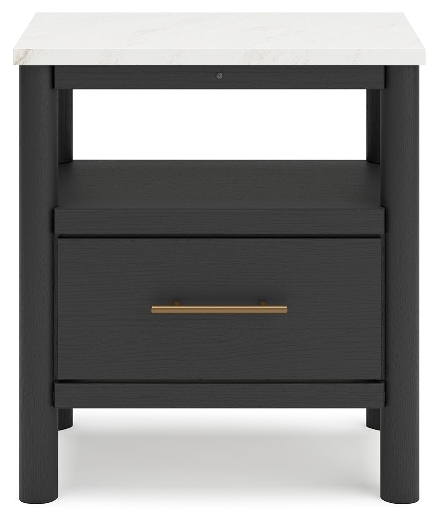 Cadmori Full Upholstered Bed with 2 Nightstands in Black from Ashley - Luna Furniture