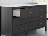 Cadmori Full Upholstered Bed with Dresser in Black from Ashley - Luna Furniture