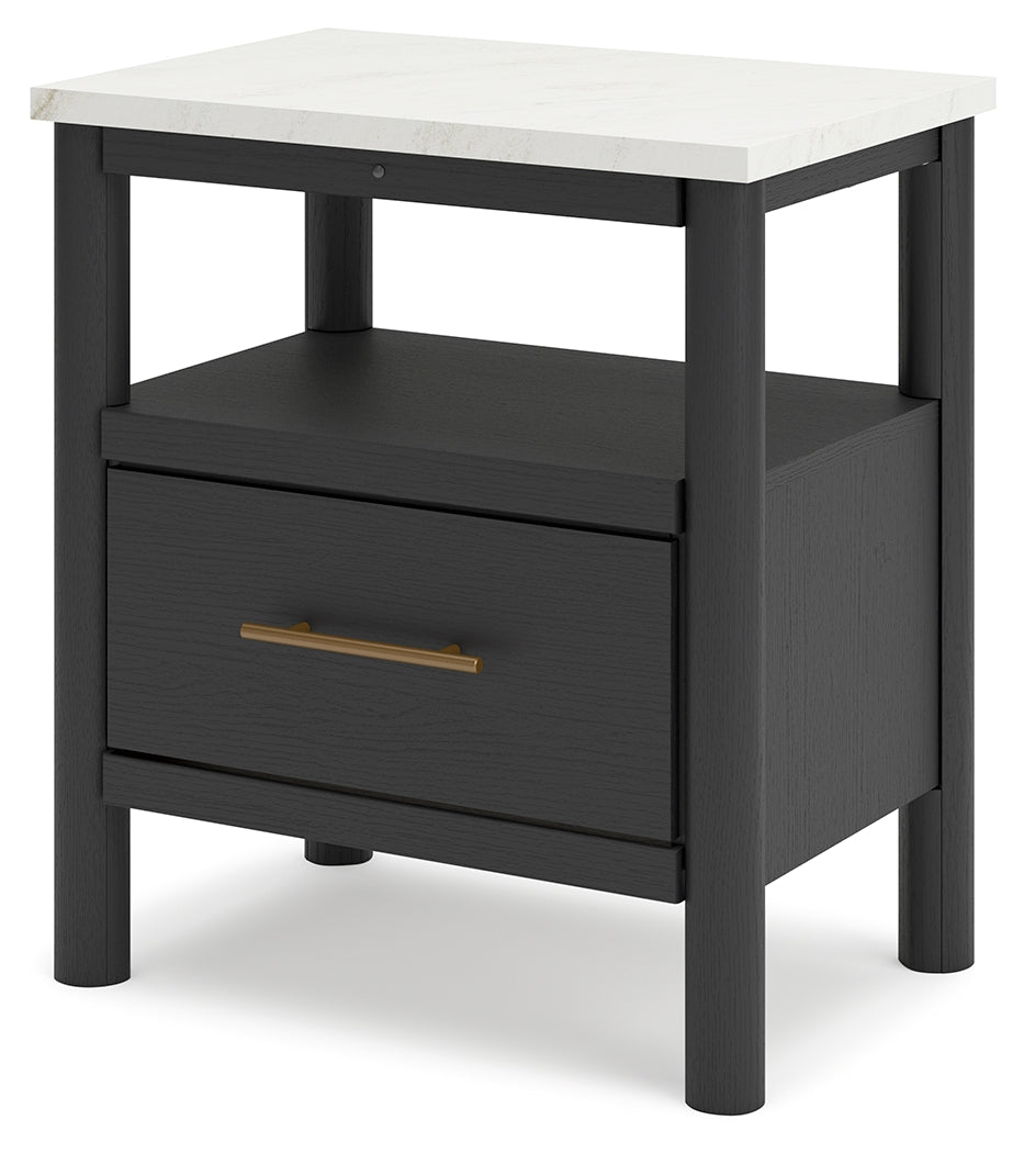 Cadmori Full Upholstered Bed with Mirrored Dresser and 2 Nightstands in Black from Ashley - Luna Furniture