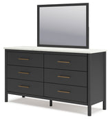 Cadmori Full Upholstered Bed with Mirrored Dresser and 2 Nightstands in Black from Ashley - Luna Furniture