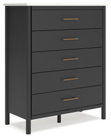 Cadmori Full Upholstered Bed with Mirrored Dresser and Chest in Black from Ashley - Luna Furniture