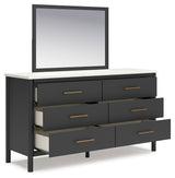 Cadmori Full Upholstered Bed with Mirrored Dresser, Chest and 2 Nightstands in Black from Ashley - Luna Furniture