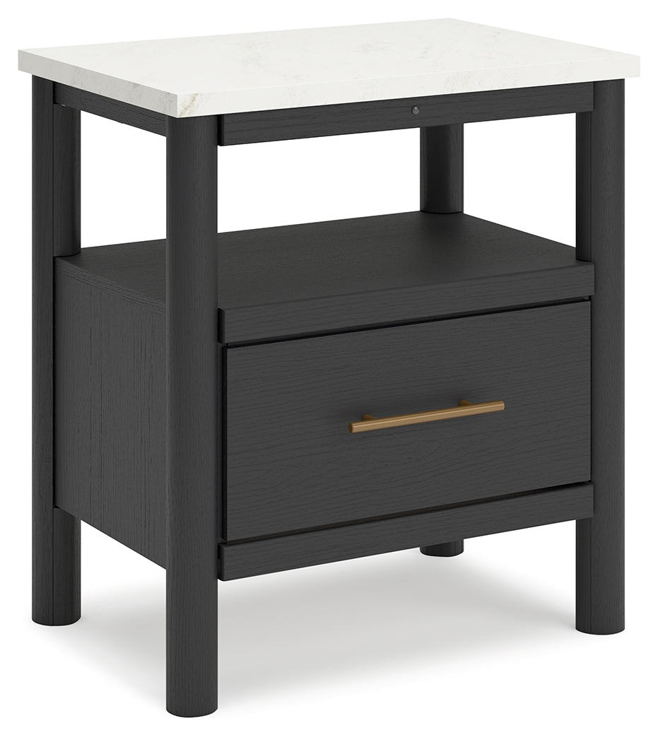 Cadmori Full Upholstered Bed with Mirrored Dresser, Chest and Nightstand in Black from Ashley - Luna Furniture