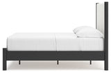 Cadmori Full Upholstered Panel Bed with 2 Nightstands in Black/White from Ashley - Luna Furniture