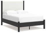 Cadmori Full Upholstered Panel Bed with Dresser and 2 Nightstands in Black/White from Ashley - Luna Furniture