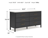 Cadmori Full Upholstered Panel Bed with Dresser and 2 Nightstands in Black/White from Ashley - Luna Furniture