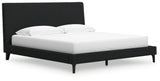 Cadmori King Upholstered Bed with Mirrored Dresser and 2 Nightstands in Black from Ashley - Luna Furniture